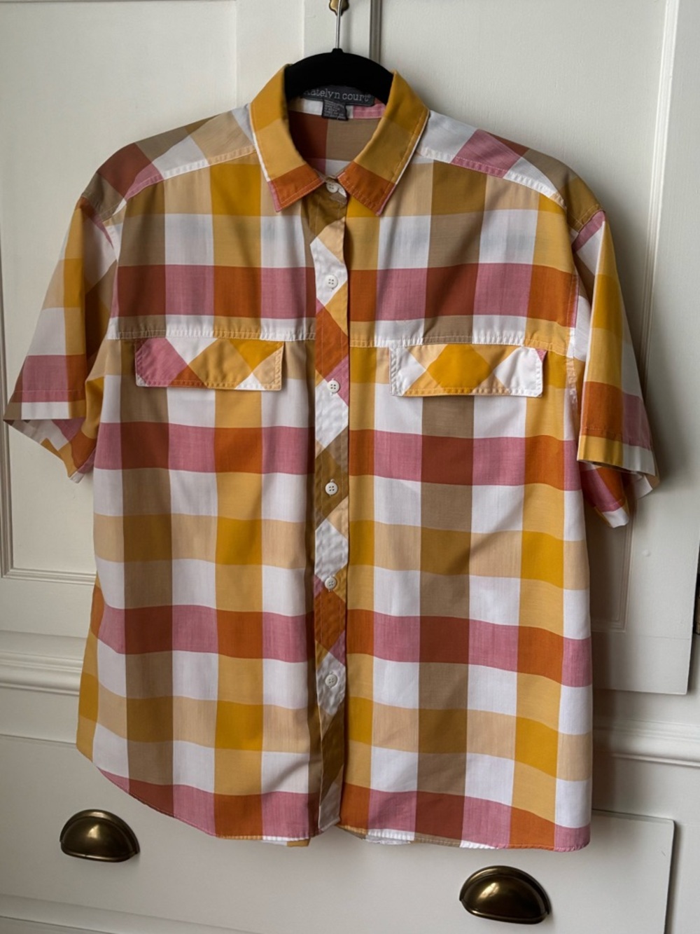 Vintage Plaid Short-Sleeve Button-Down Shirt